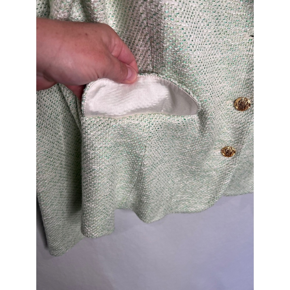 NWT St. John Skirt Suit Women's 14‎ Sage Green Tweed Knit Blazer $2390 Luxury - Picture 15 of 16